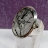 quartz blanc inclusions tourmaline noire bague cercle argent 9.125